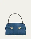 Ferragamo Hugh Washed Denim Shoulder Bag