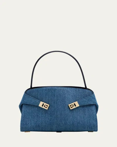 Ferragamo Hugh Washed Denim Shoulder Bag