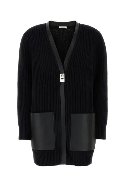 FERRAGAMO SALVATORE FERRAGAMO BLACK WOOL CARDIGAN