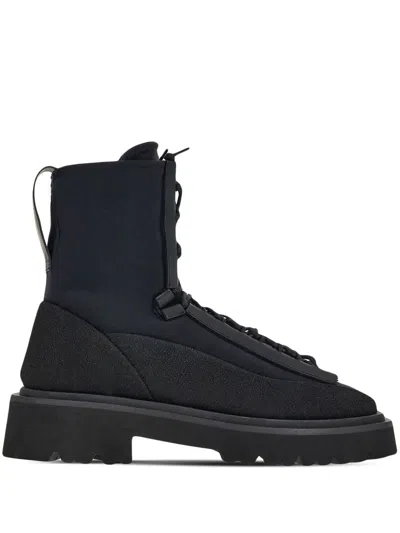 Ferragamo Hybrid Combat Boots In Black