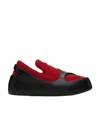 Ferragamo Two-tone Slip Ons In Neoprene And Rubber In Red
