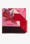 Ferragamo Hydrangea Print Cashmere Scarf In Multicolor
