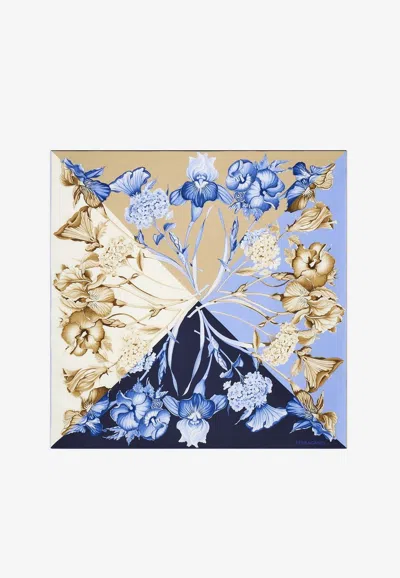 Ferragamo Hydrangea Print Silk Scarf