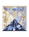 Ferragamo Hydrangea Printed Silk Scarf In New Navy