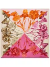 Ferragamo Hydrangea Print Silk Scarf In White