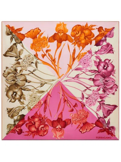 FERRAGAMO HYDRANGEA PRINT SILK SCARF