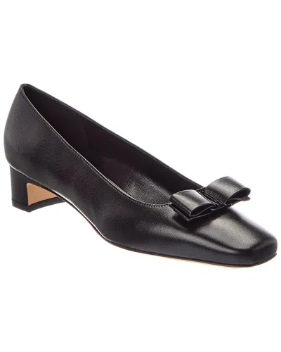 Ferragamo Iconic Bow Leather 40 Pump In Black