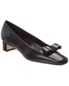 Ferragamo Iconic Bow Leather 40 Pump In Black