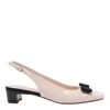 Ferragamo Slingback Pumps With Block Heel And Bow In Pink