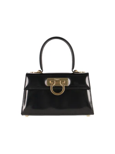 Ferragamo "iconic" Handbag In Black  