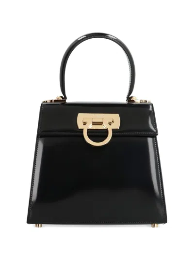 Ferragamo Iconic Leather Handbag In Black