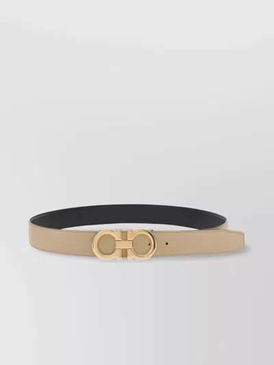 Ferragamo Iconic Logo Reversible Leather Belt In Neutral