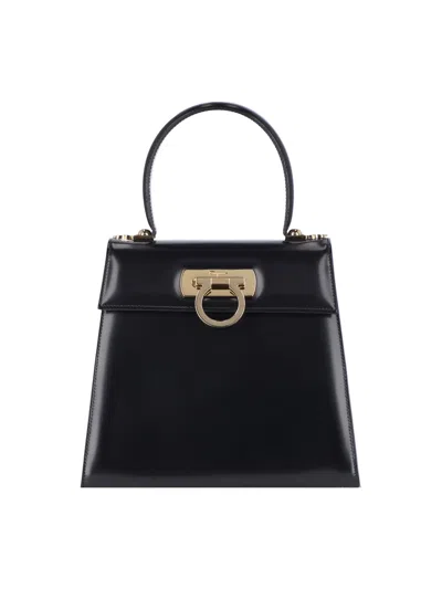 Ferragamo Iconic Medium Handbag In Black