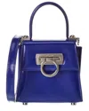 Ferragamo Iconic Mini Top Handle Leather Satchel In Blue