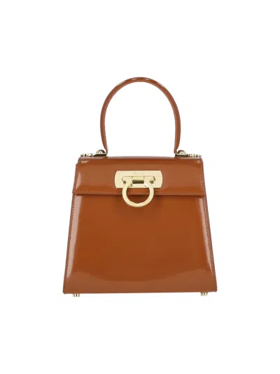 Ferragamo Iconic S Handbag In Brown
