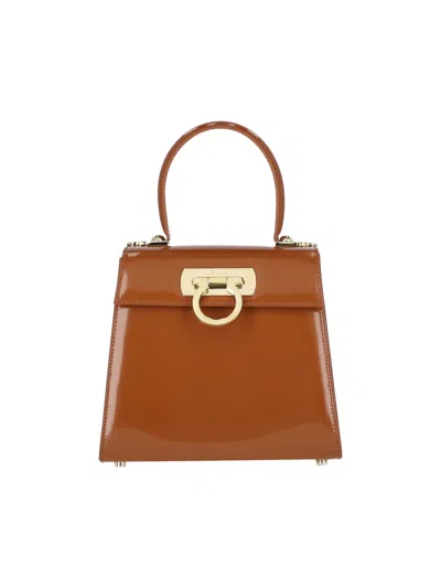 Ferragamo 'iconic S' Handbag In Cuoio