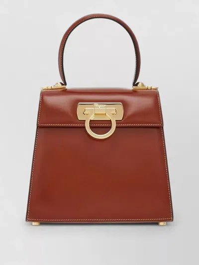 Ferragamo Iconic Small Top Handle Shoulder Bag In Burgundy