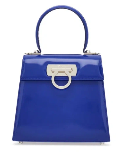 Ferragamo Iconic Top Handle Blue Tote Bag