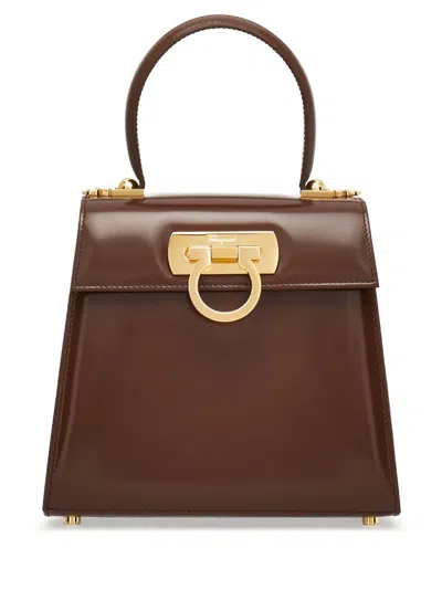 Ferragamo Iconic Top Handle Tote Bag In Brown