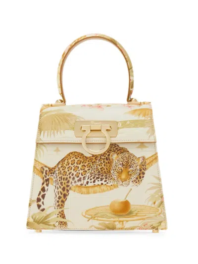 Ferragamo Iconic Top Handle (s) In Animal Print