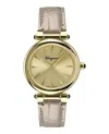 Ferragamo Idillio Leather Watch With Gold Guilloche Dial