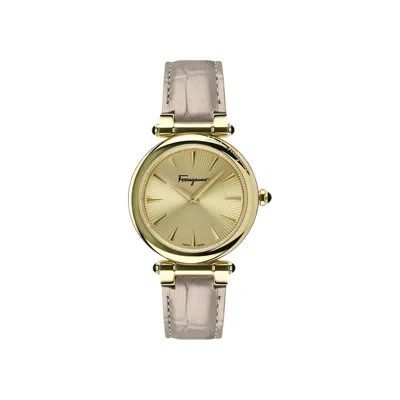 Pre-owned Ferragamo Idillio Leather Watch 'gold' | Women's Size Onesize