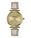 Ferragamo Idillio Leather Watch With Gold Guilloche Dial In Gold