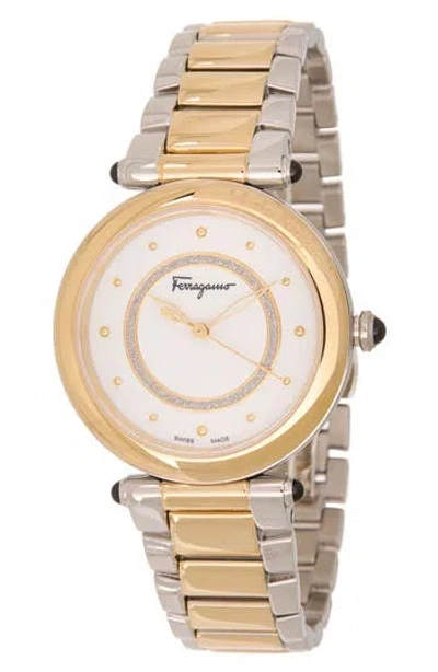 Ferragamo Idillo Two-tone Bracelet Watch, 36mm In Two Tone