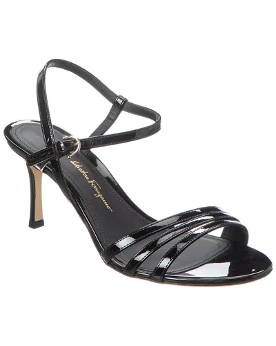 Ferragamo Idwige 70 Patent-leather Sandals In Black