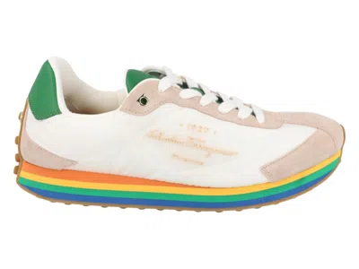 Pre-owned Ferragamo Iggy Mixed Media Sneakers (women's) In Green