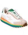 Ferragamo Iggy Nylon & Suede Sneaker In White