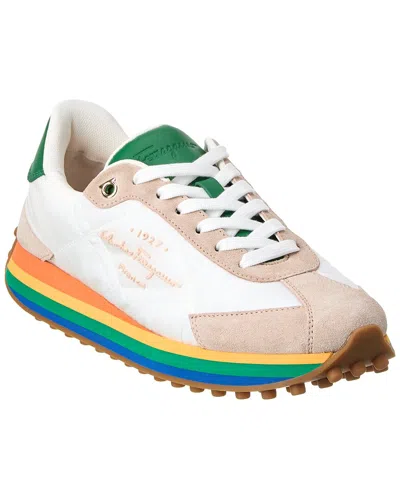Ferragamo Iggy Nylon & Suede Sneaker In Multi
