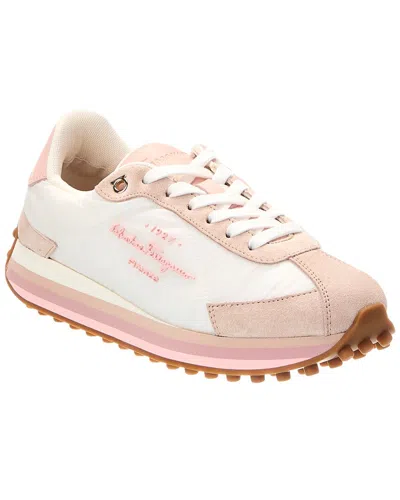 Ferragamo Iggy Suede & Canvas Sneaker In Pink