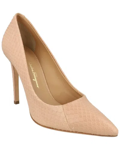 Ferragamo Iiary X5 Snakeskin Pump In White