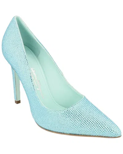 Ferragamo Ilary X5 Crystal-embellished Leather Pump In Green