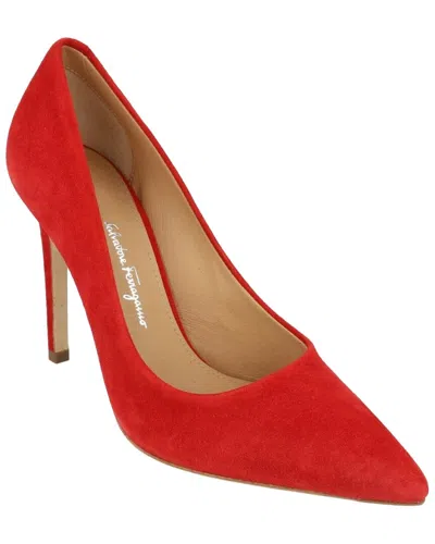 Ferragamo Ilary X5 Suede Pump In Red