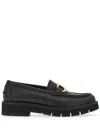 Ferragamo Black Gancini Ornament Loafers In Black