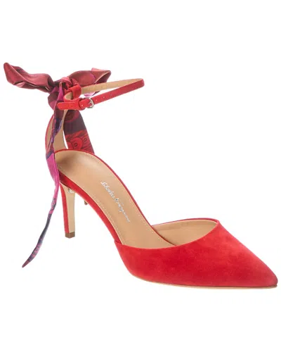 Ferragamo Iman Suede Pump In Red