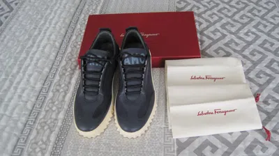 Pre-owned Ferragamo In Box Salvatore  Aaron Dark Blue Men Sneakers Size 6.5m In Dark Blue(bluemarine)