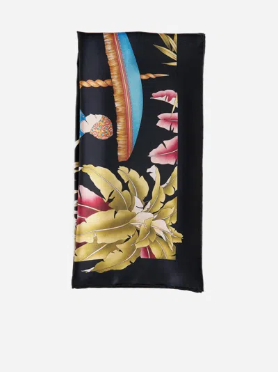 Ferragamo India Print Silk Scarf In Black