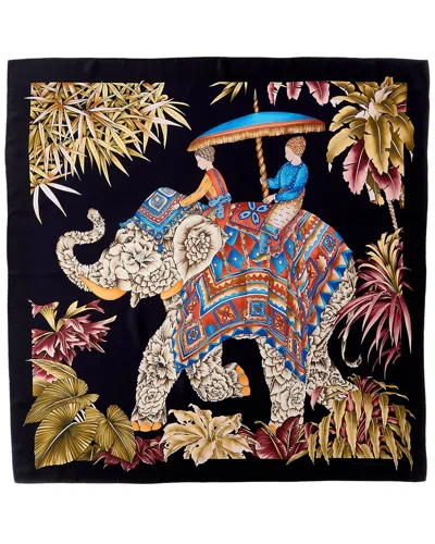 Ferragamo India Print Silk Scarf In Black