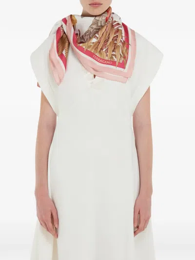 Ferragamo India-print Silk Scarf In Pink