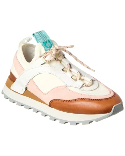 Ferragamo Indy Leather & Suede Sneaker In Beige