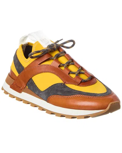 Ferragamo Indy Leather & Suede-trim Sneaker In Multi