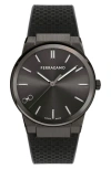Ferragamo Infinity Sapphire Silicone Watch In Ip Black
