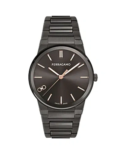 Ferragamo Men's Infinity Sapphire Ip Gunmetal-plated Stainless Steel Bracelet Watch/41mm In Black