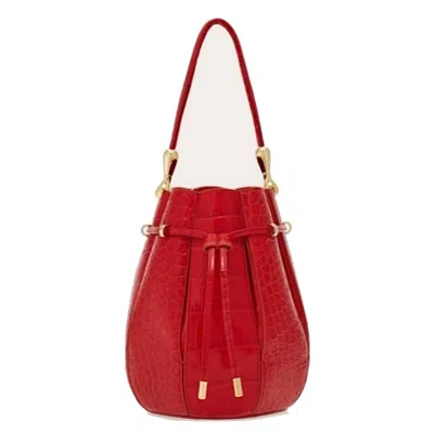 Ferragamo Inlays S Drawstring Bucket Bag In Red