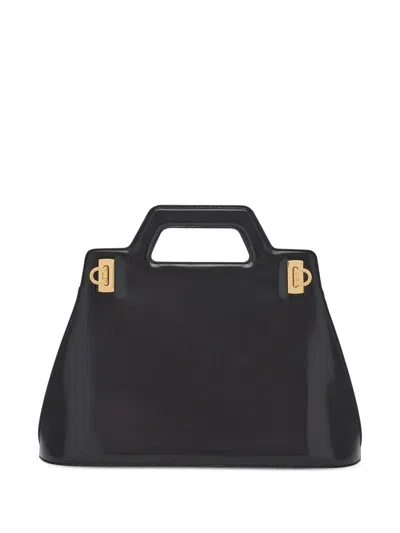 Ferragamo Intense Black Leather Top-handle Handbag For Women