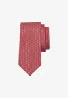 Ferragamo Interlinked Gancini Print Silk Tie In Red