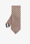 Ferragamo Interlocking Gancini Silk Tie In Sand